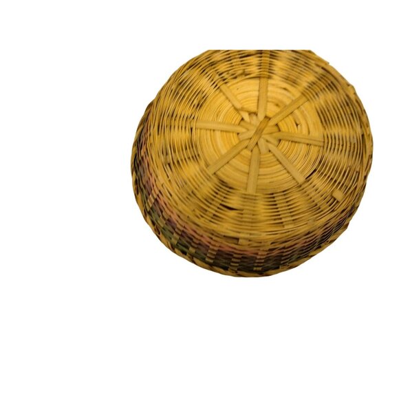 Round Wicker Easter Basket Rainbow Bands Green Purple Pink 8 inch - Picture 9 of 9